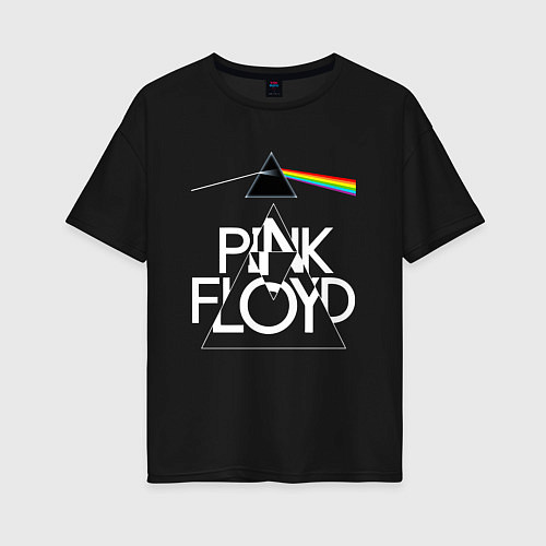 Женская футболка оверсайз PINK FLOYD LOGO ПИНК ФЛОЙД / Черный – фото 1