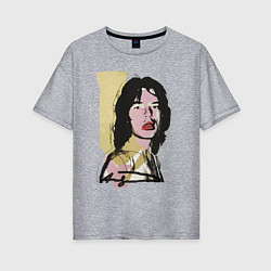 Женская футболка оверсайз Andy Warhol - Mick Jagger pop art