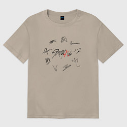 Футболка оверсайз женская STRAY KIDS АВТОГРАФЫ ЧЁРНЫЙ, цвет: миндальный