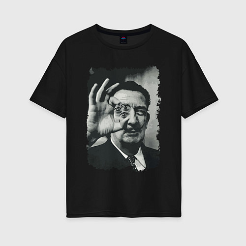 Женская футболка оверсайз Salvador Dali - crazy face / Черный – фото 1
