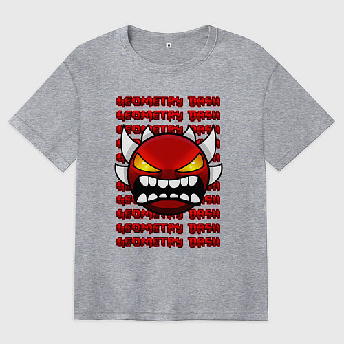 Женская футболка оверсайз GEOMETRY DASH КРАСНЫЙ ОГНЕННЫЙ ДЕМОН / Меланж – фото 1