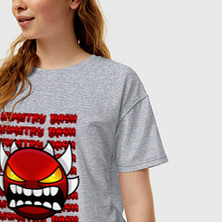 Футболка оверсайз женская GEOMETRY DASH КРАСНЫЙ ОГНЕННЫЙ ДЕМОН, цвет: меланж — фото 2