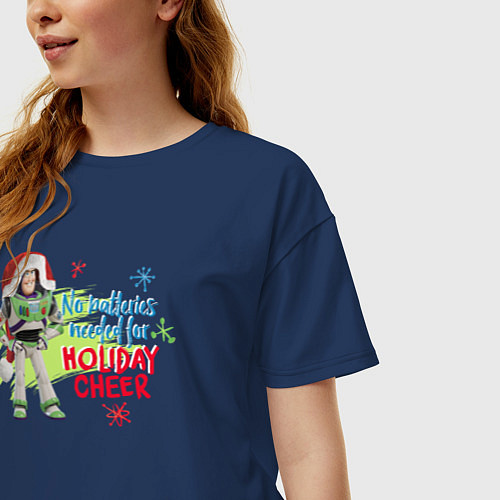 Женская футболка оверсайз Buzz Holiday Cheer / Тёмно-синий – фото 3