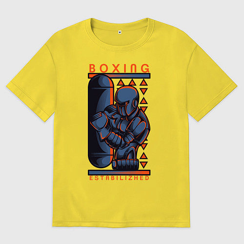 Женская футболка оверсайз Робот боксёр / Желтый – фото 1