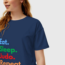 Футболка оверсайз женская Eat Sleep Judo Repeat, цвет: тёмно-синий — фото 2