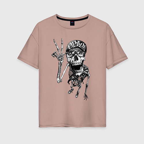 Женская футболка оверсайз Skeleton dude / Пыльно-розовый – фото 1