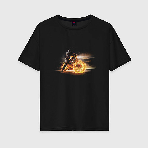 Женская футболка оверсайз Fire biker / Черный – фото 1