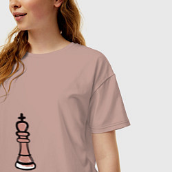 Футболка оверсайз женская Шахматный король граффити, цвет: пыльно-розовый — фото 2