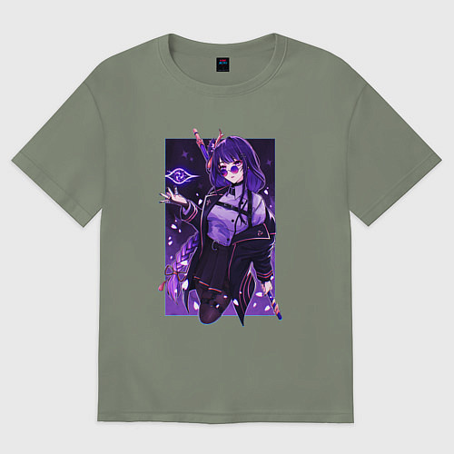 Женская футболка оверсайз Баал модная Шогун Райден Геншин / Авокадо – фото 1