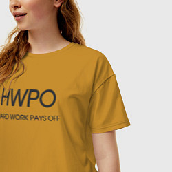 Футболка оверсайз женская Hard Work Pays Off, цвет: горчичный — фото 2