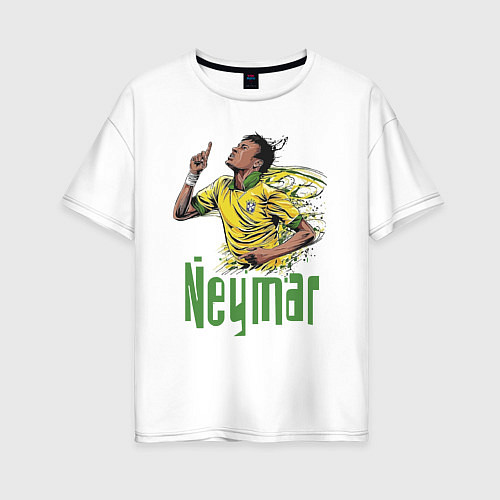 Женская футболка оверсайз Неймар - звезда Бразильского футбола / Белый – фото 1