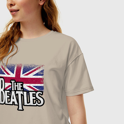 Женская футболка оверсайз The Beatles Great Britain Битлз / Миндальный – фото 3