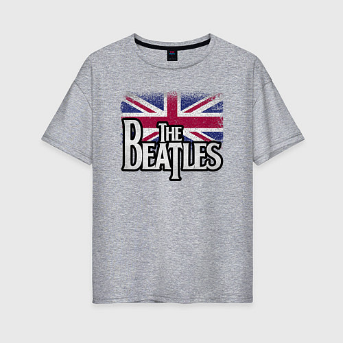 Женская футболка оверсайз The Beatles Great Britain Битлз / Меланж – фото 1