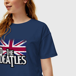 Футболка оверсайз женская The Beatles Great Britain Битлз, цвет: тёмно-синий — фото 2