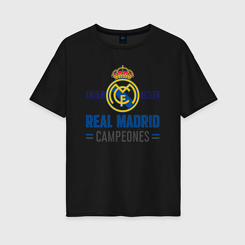 Женская футболка оверсайз Real Madrid Реал Мадрид / Черный – фото 1