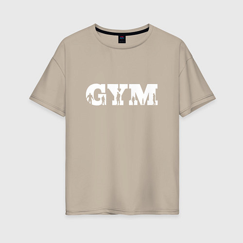 Женская футболка оверсайз GYM- образ жизни / Миндальный – фото 1