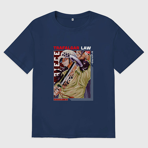 Женская футболка оверсайз Ван-Пис One Piece, Трафальгар Ло, / Тёмно-синий – фото 1
