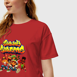 Футболка оверсайз женская Subway Surfers персонажи, цвет: красный — фото 2