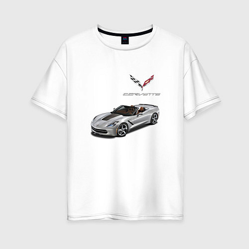 Женская футболка оверсайз Chevrolet Corvette - Racing team / Белый – фото 1
