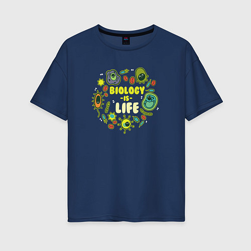 Женская футболка оверсайз Biology Is Life / Тёмно-синий – фото 1