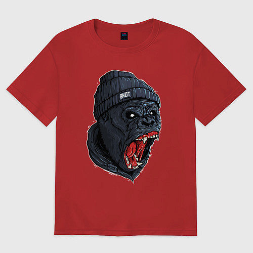 Женская футболка оверсайз Scream gorilla / Красный – фото 1