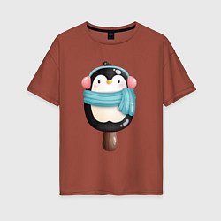 Женская футболка оверсайз Пингвин - эскимо