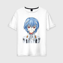 Футболка оверсайз женская Neon Genesis Evangelion Рей, цвет: белый