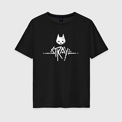 Футболка оверсайз женская Stray: White Logo, цвет: черный