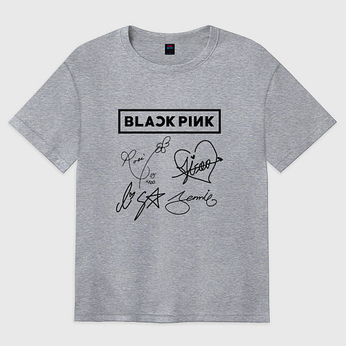 Женская футболка оверсайз BLACKPINK АВТОГРАФЫ ЧЁРНЫЙ БЛЭКПИНК / Меланж – фото 1