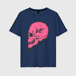 Женская футболка оверсайз LOVE - череп