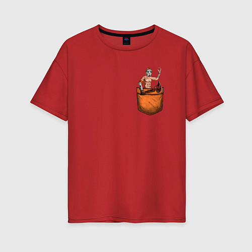 Женская футболка оверсайз Крэйг в кармане / Красный – фото 1