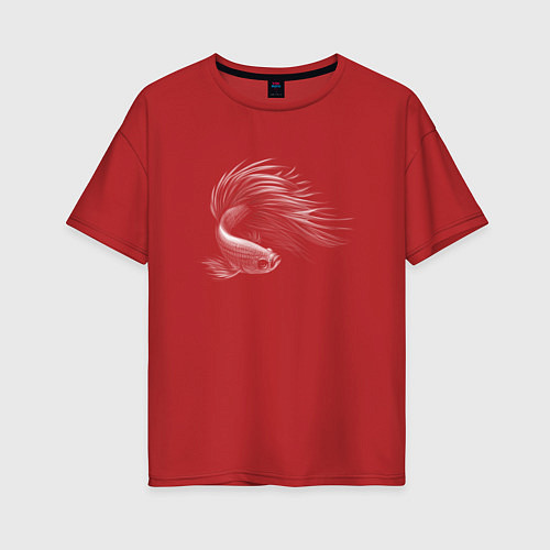 Женская футболка оверсайз Красивая рыба / Красный – фото 1