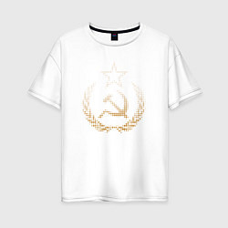 Женская футболка оверсайз Символы СССР стиль полутон