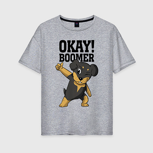 Женская футболка оверсайз Okay boomer! / Меланж – фото 1