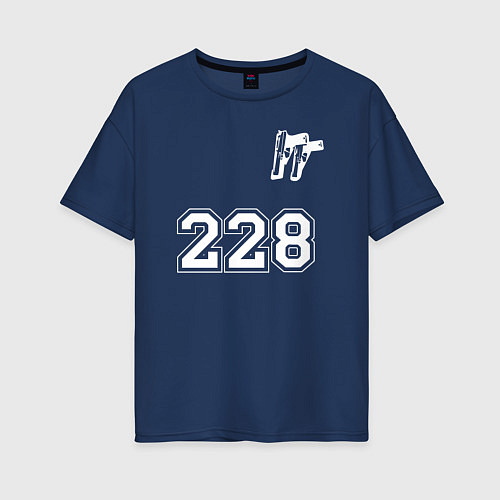 Женская футболка оверсайз 228 два пистолета / Тёмно-синий – фото 1