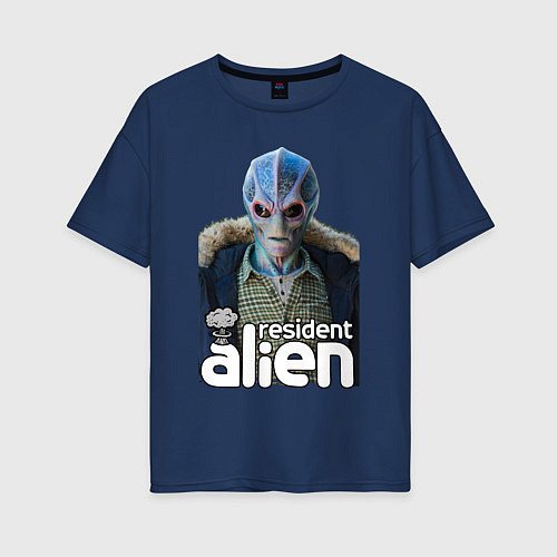 Женская футболка оверсайз Resident alien / Тёмно-синий – фото 1