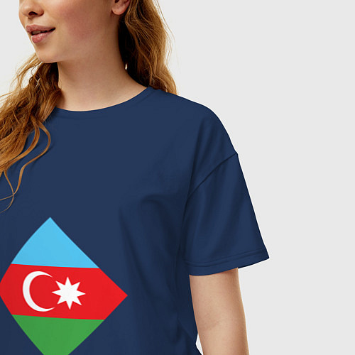 Женская футболка оверсайз Flag Azerbaijan / Тёмно-синий – фото 3