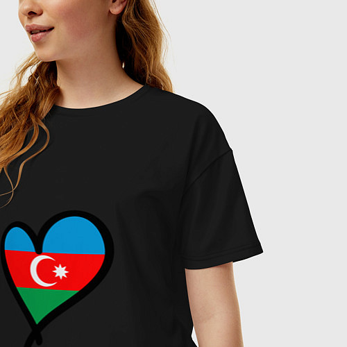 Женская футболка оверсайз Azerbaijan Heart / Черный – фото 3