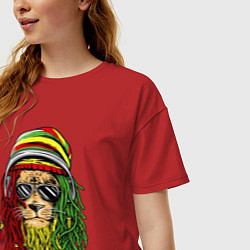 Футболка оверсайз женская Rasta lioN, цвет: красный — фото 2