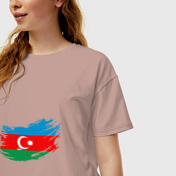 Футболка оверсайз женская Флаг - Азербайджан, цвет: пыльно-розовый — фото 2