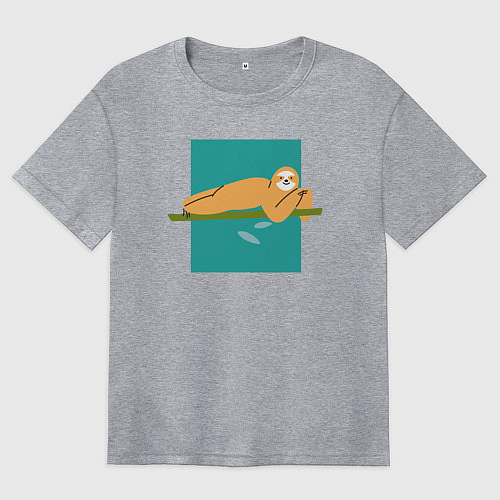 Женская футболка оверсайз Яркий ленивец серия третий / Меланж – фото 1