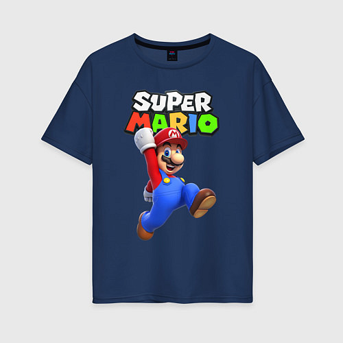 Женская футболка оверсайз Nintendo Mario / Тёмно-синий – фото 1