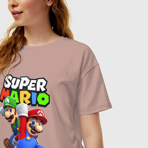Женская футболка оверсайз Луиджи и Марио / Пыльно-розовый – фото 3