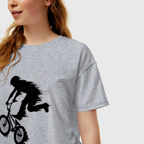 Женская футболка оверсайз ВЕЛОСПОРТ BMX Racing ВЕЛОСИПЕДИСТ / Меланж – фото 3