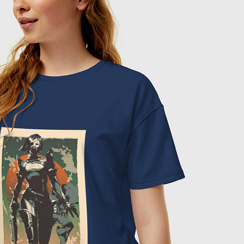Женская футболка оверсайз Viper Valorant Art / Тёмно-синий – фото 3
