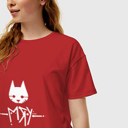 Футболка оверсайз женская Stray: Мяу, цвет: красный — фото 2