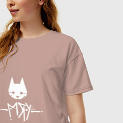 Футболка оверсайз женская Stray: Мяу, цвет: пыльно-розовый — фото 2