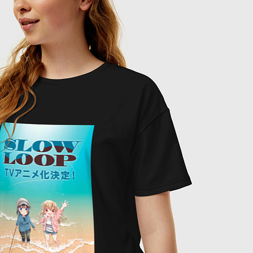 Женская футболка оверсайз Медленная петля Slow Loop n 1 / Черный – фото 3
