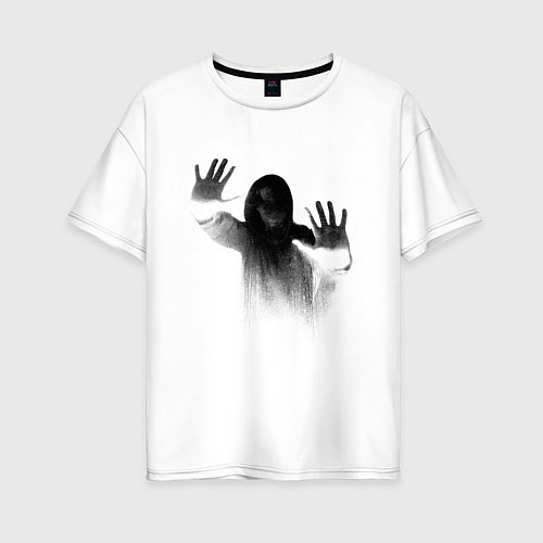 Женская футболка оверсайз Страшная тень / Белый – фото 1