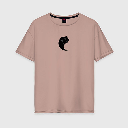 Женская футболка оверсайз Котик Инь / Пыльно-розовый – фото 1